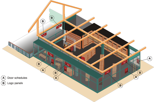 Isometric visual of event temporary retail space (branding removed)